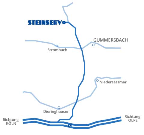 Anfahrtsplan Steinserv GmbH Gummersbach